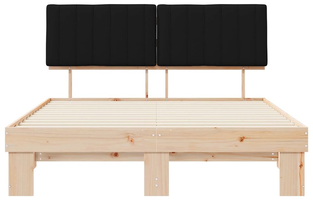 vidaXL Σκελετός Κρεβατιού με Επενδεδυμένο Κεφαλάρι Μαύρο 150 x 200 cm