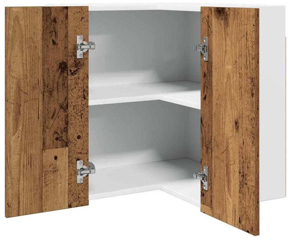 Κρεμαστό Γωνιακό Ντουλάπι "Lyon" από Παλιό Ξύλο 57x57x60 εκ. από Τεχνητό Ξύλο