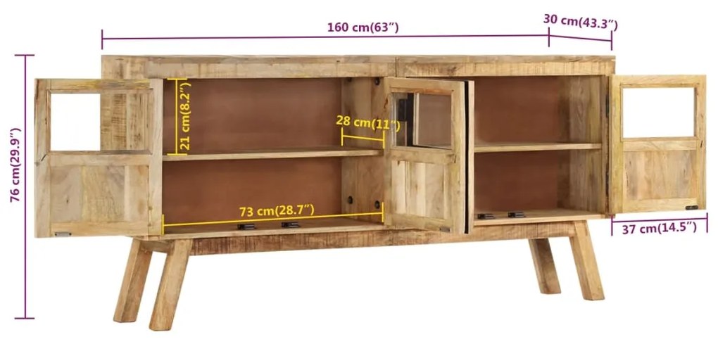 ΜΠΟΥΦΕΣ ΚΑΦΕ/ΜΑΥΡΟ 160X30X76 ΕΚ. ΜΑΣΙΦ ΞΥΛΟ ΜΑΝΓΚΟ 353306