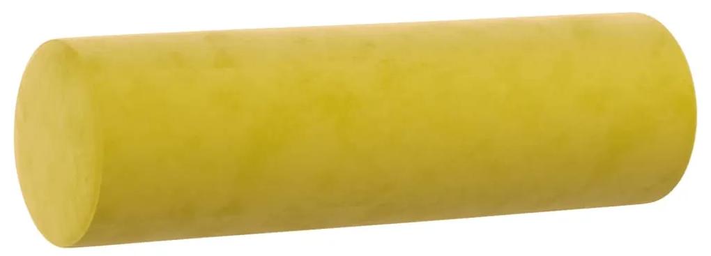 vidaXL Καναπές Διθέσιος Κίτρινο 140 εκ. Βελούδινος με Διακ. Μαξιλάρια