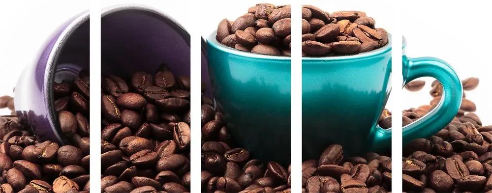 Φλιτζάνια εικόνων 5 μερών με κόκκους καφέ - 100x50
