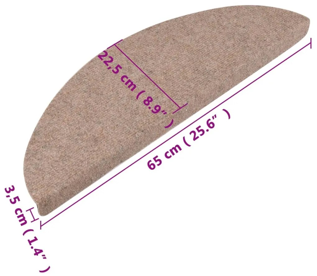 Πατάκια Σκάλας Αυτοκόλλητα 10 τεμ. Μπεζ 65 x 22,5 x 3,5 εκ. - Μπεζ