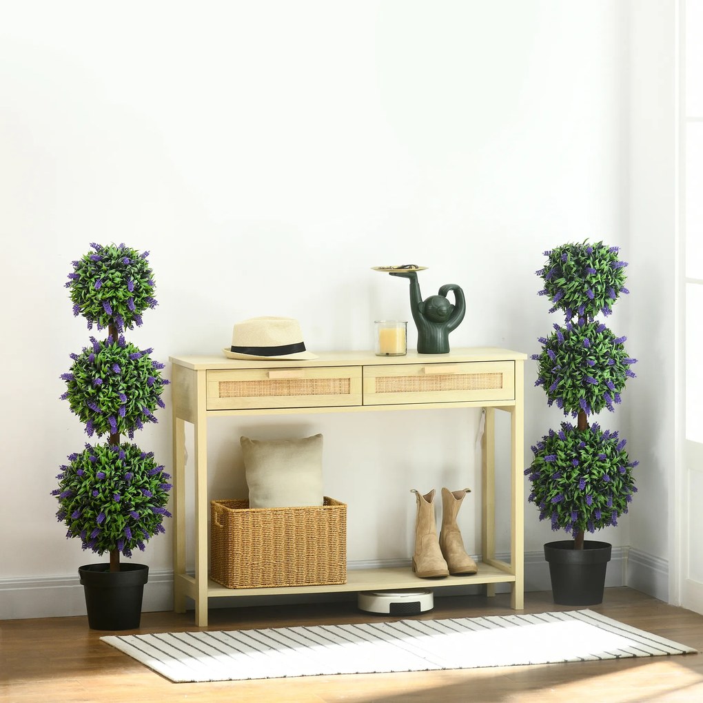 HOMCOM Σετ 2 Τεχνητών Φυτών, Τεχνητό Φυτό Ανθεκτικό στην UV Ακτινοβολία σε Γλάστρα, 110 cm Φυτό Εσωτερικού Χώρου για Σαλόνι, Κήπο