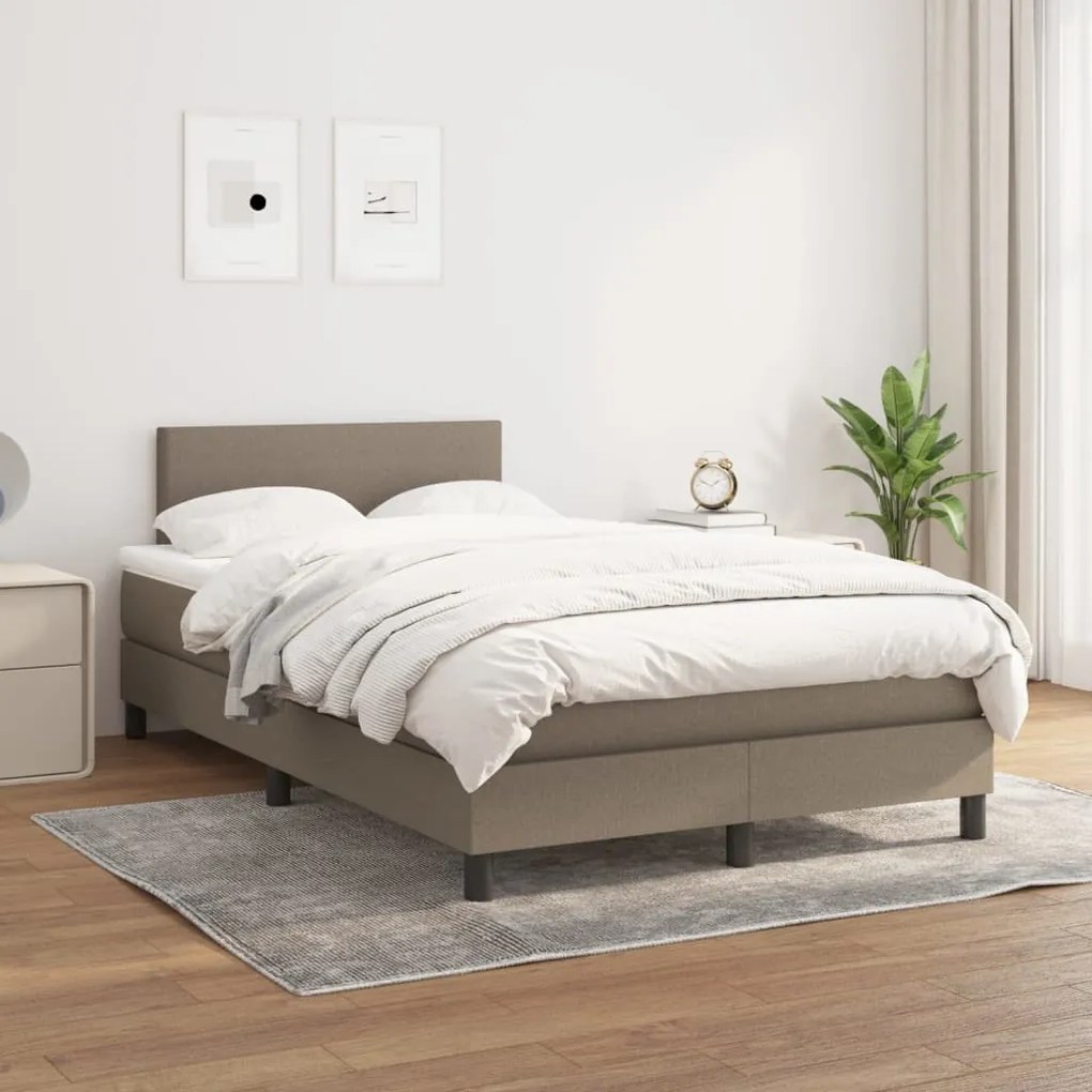 vidaXL Κρεβάτι Boxspring με Στρώμα Taupe 120x200 εκ. Υφασμάτινο