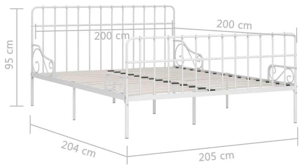 vidaXL Πλαίσιο Κρεβατιού με Τελάρο Λευκό 200 x 200 εκ. Μεταλλικό