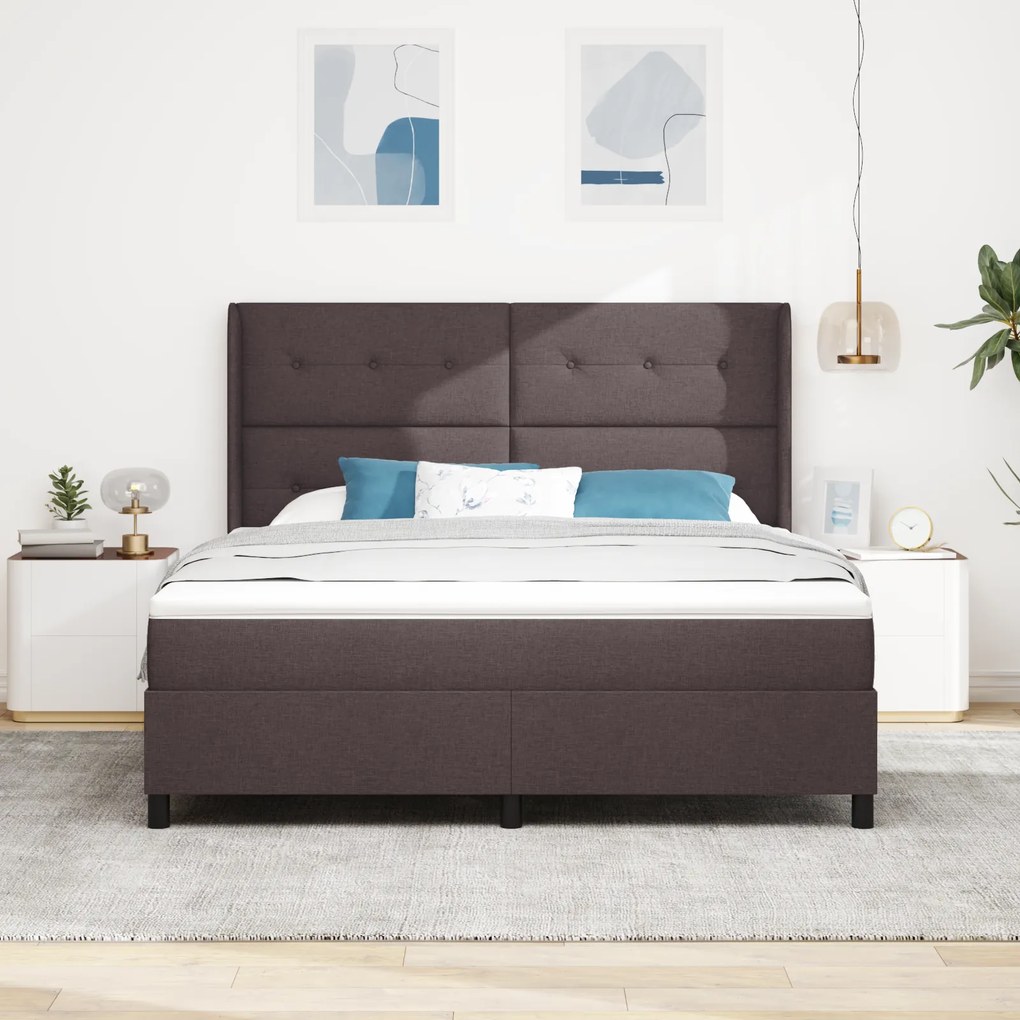 vidaXL βίδαXL Κρεβάτι Box Spring με Στρώμα Σκούρο καφέ 180x200 εκ. Υφασμάτινο