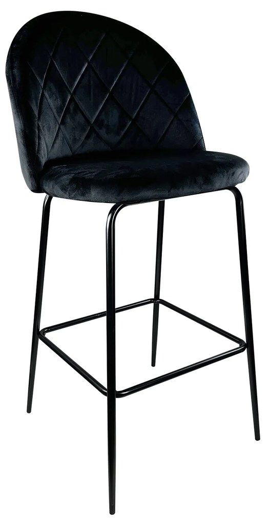 Σκαμπό Bar ArteLibre UNDERHILL Μαύρο Βελούδο/Μέταλλο 45x53x107cm