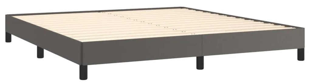 Κρεβάτι Boxspring με Στρώμα Γκρι 180x200 εκ. Συνθετικό Δέρμα - Γκρι