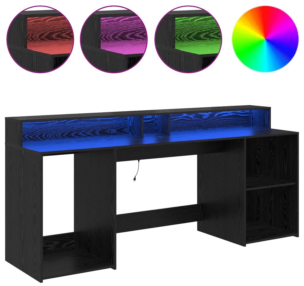 vidaXL Γραφείο Μαύρη Δρυς 200x55x91 cm Επεξεργασμένο Ξύλο
