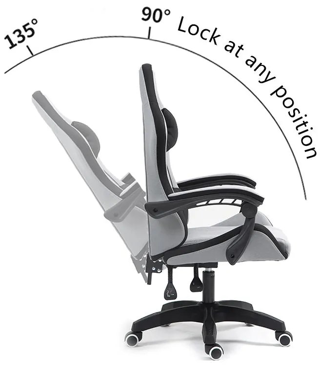 Καρέκλα γραφείου gaming Gline μαύρο-γκρι ύφασμα μαύρο pp 60x59x118εκ 60x59x118 εκ.