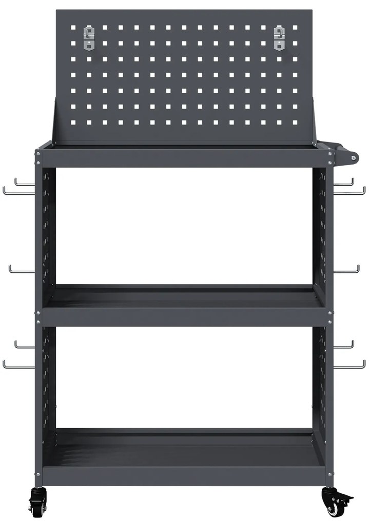 vidaXL Καρότσι εργαλείων με ράφι Ανθρακί 65 x 35 x 111 εκ Κρύα χάλυβας