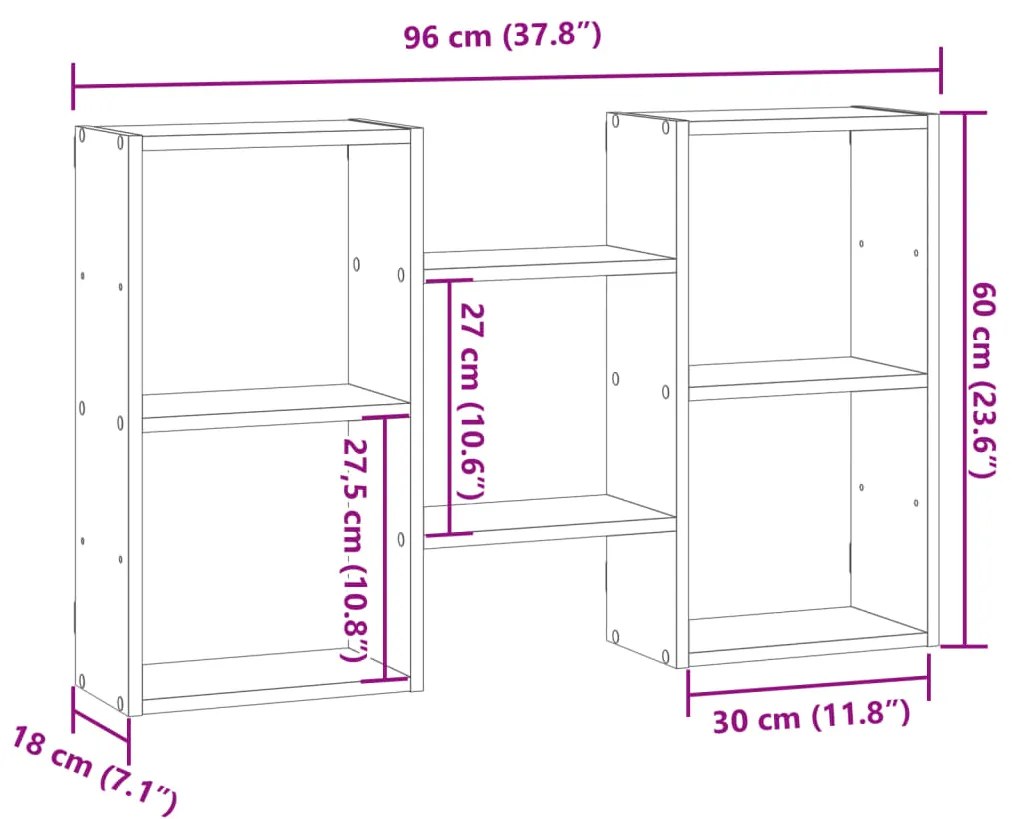 Ραφιέρα Τοίχου Γκρι Sonoma 96x18x60 εκ. Επεξεργασμένο Ξύλο - Γκρι