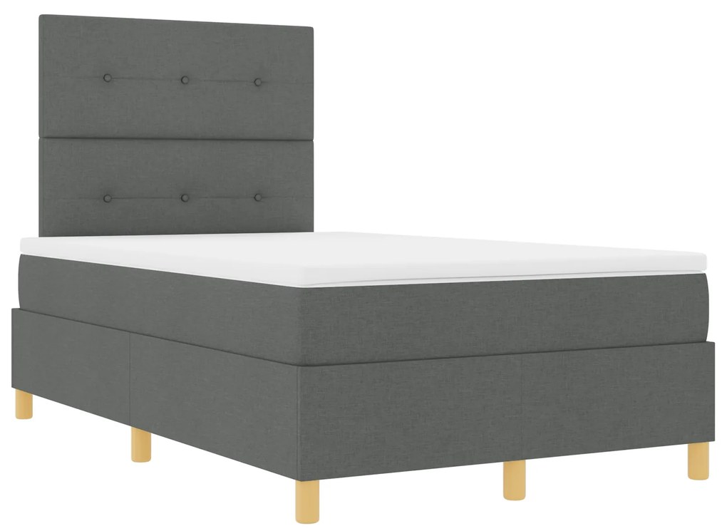 vidaXL Κρεβάτι Box Spring με Στρώμα Σκούρο Γκρι 120x200 εκ Ύφασμα
