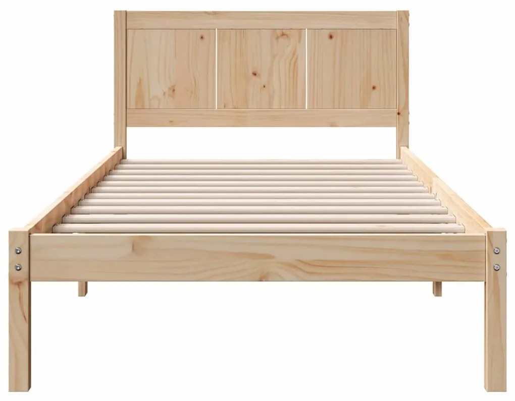 vidaXL Σκελετός Κρεβατιού Καφέ 90 x 190 cm Μασίφ ξύλο πεύκου