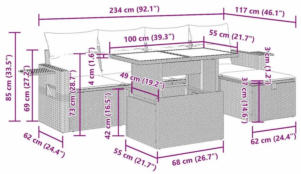 ΣΕΤ ΚΑΝΑΠΕ ΚΗΠΟΥ 6 ΤΕΜ. ΜΠΕΖ ΣΥΝΘΕΤΙΚΟ ΡΑΤΑΝ ΜΕ ΜΑΞΙΛΑΡΙΑ 3327848