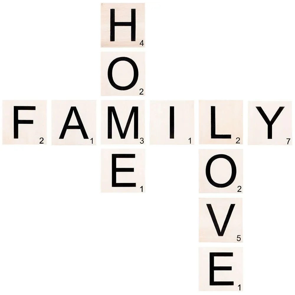 Διακοσμητικό Τοίχου Scrabble Set 899SKL1218 95x95cm Natural-Black Wallity Ξύλο