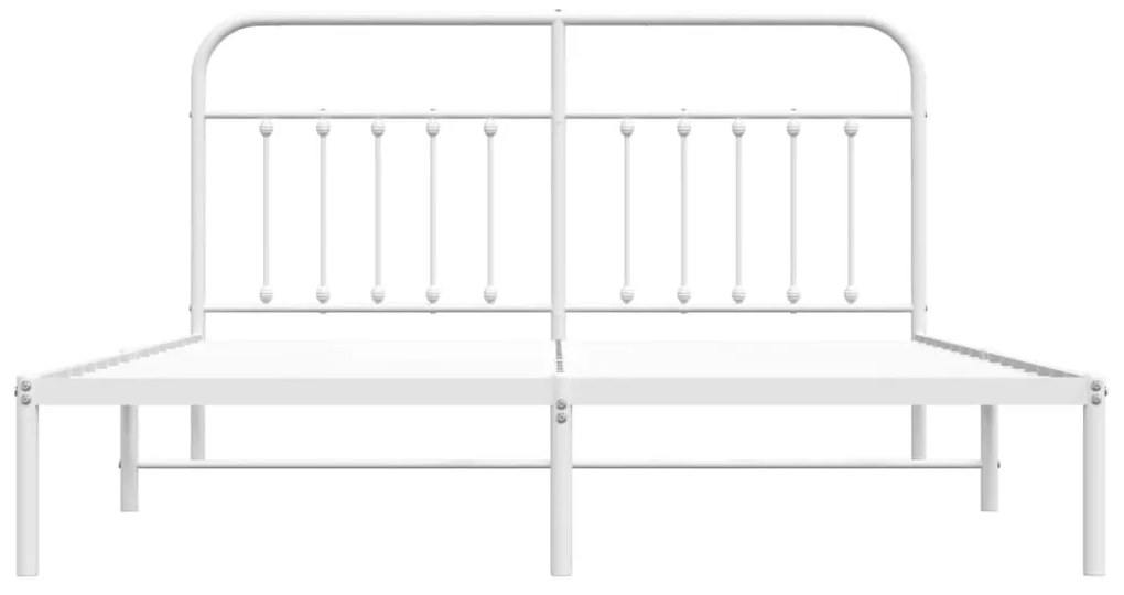 vidaXL Πλαίσιο Κρεβατιού με Κεφαλάρι Λευκό 183 x 213 εκ. Μεταλλικό