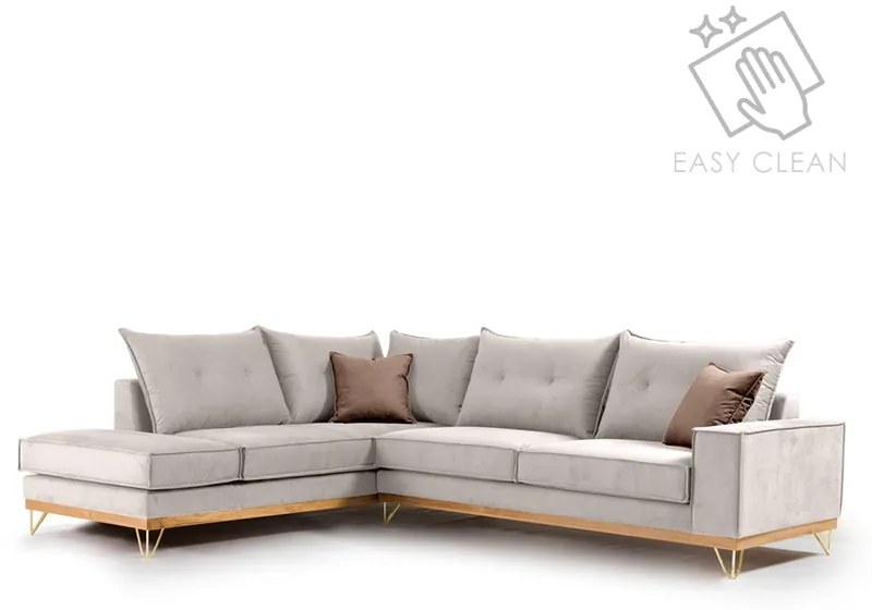 Γωνιακός καναπές δεξιά γωνία Luxury II ύφασμα cream-mocha 290x235x95εκ Υλικό: FABRIC 168-000016