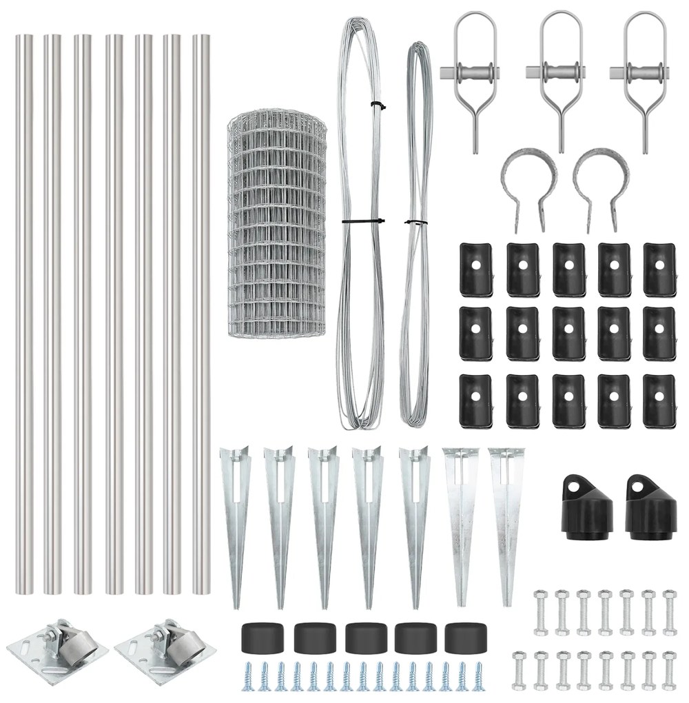 vidaXL Euro Fence με 7 αγκύλες 1x10 μ Γαλβανισμένο Ατσάλι