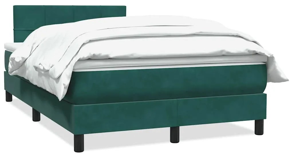 vidaXL Κρεβάτι Boxspring με Στρώμα Σκούρο Πράσινο 120x210εκ. Βελούδινο