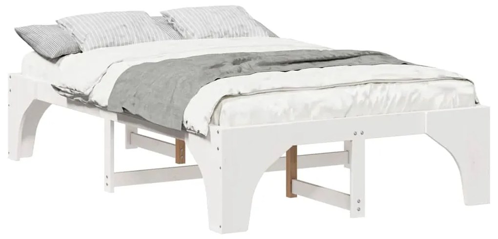 vidaXL Κρεβάτι δαπέδου Λευκό 140 x 190 cm Μασίφ ξύλο πεύκου