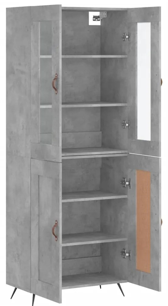 vidaXL Ντουλάπι Γκρι Σκυροδέματος 69,5x34x180 εκ. Επεξεργασμένο Ξύλο