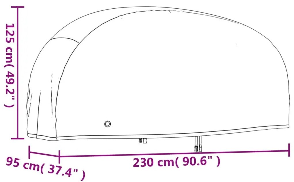 Κουκούλα Μηχανής Μαύρη 230x95x125 εκ. Ύφασμα Oxford 210D