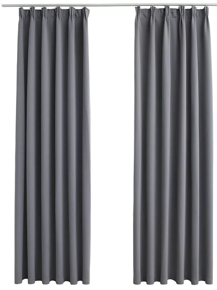 vidaXL Κουρτίνες Συσκότισης με Γάντζους 2 τεμ. Γκρι 140 x 225 εκ.