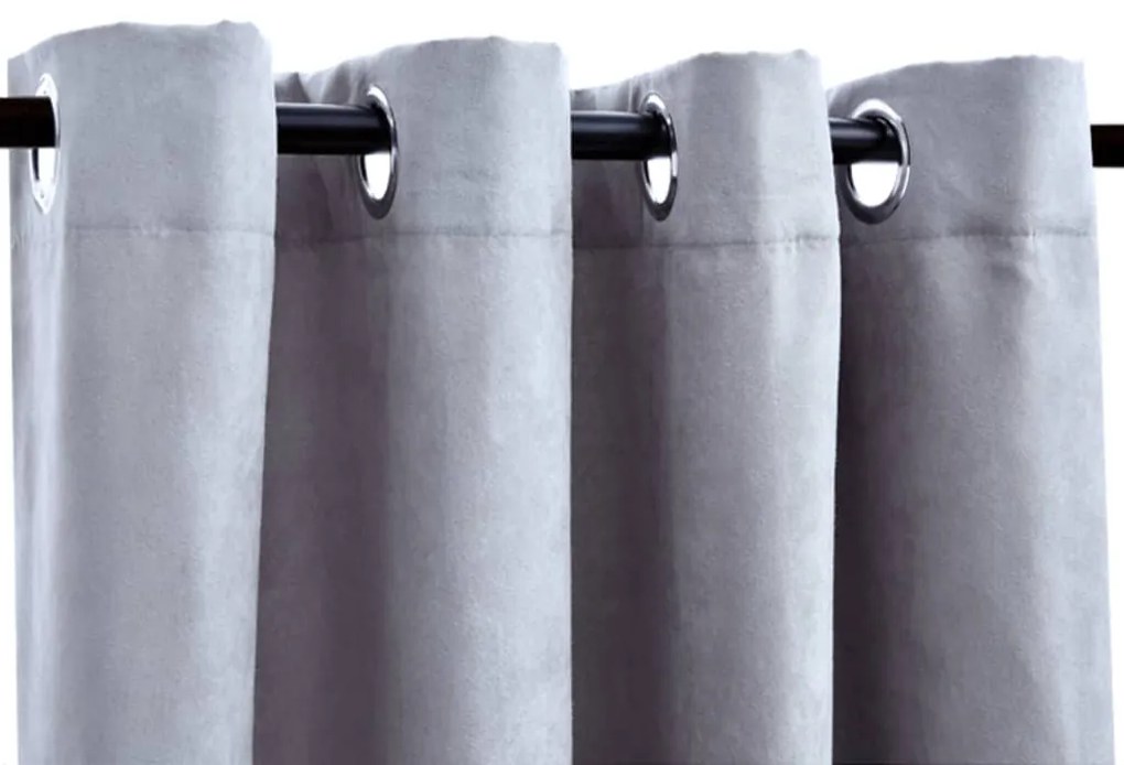 Κουρτίνες Συσκότισης Μεταλ. Κρίκοι 2 τεμ. Γκρι 140x175 εκ. 134464