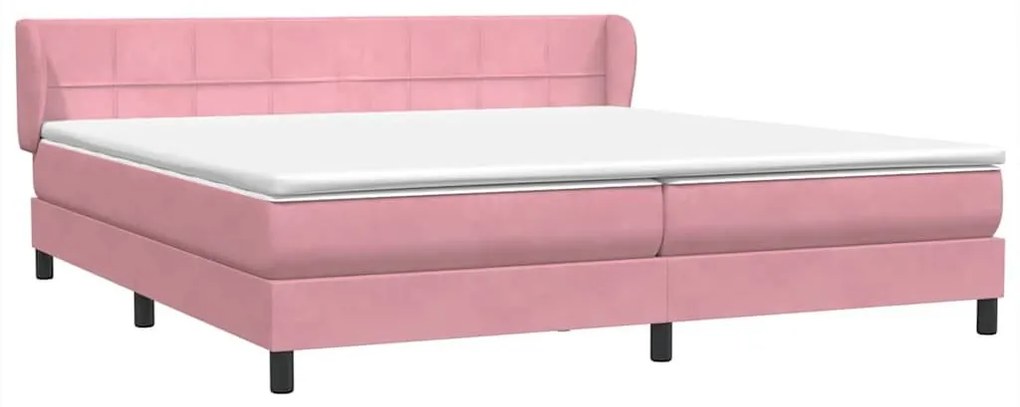 Box Spring κρεβάτι με στρώματα ροζ 200x210 cm Βελούδινο - Ροζ