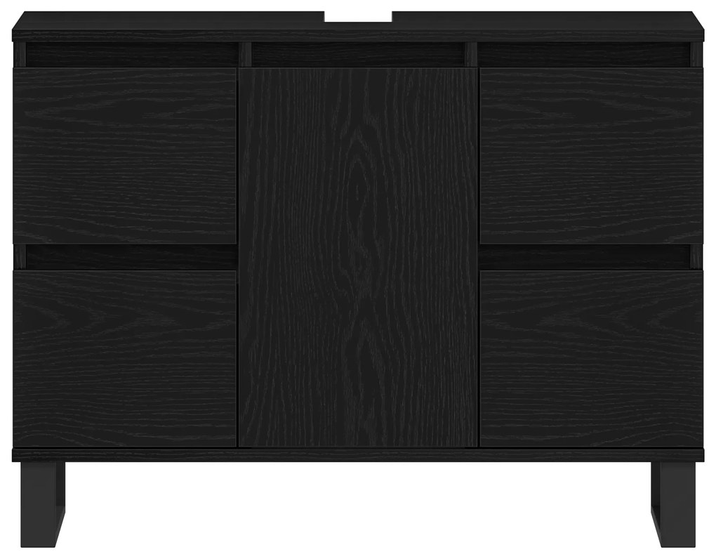 vidaXL Ντουλάπι για νιπτήρα Μαύρο Δρυς 80x33x60 εκ Επεξεργασμένο ξύλο