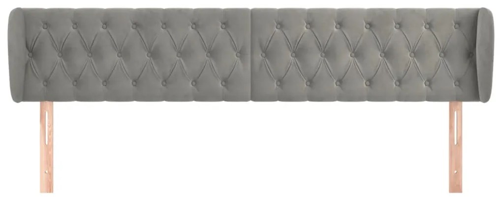 Κεφαλάρι με Πτερύγια Ανοιχτό Γκρι 203x23x78/88 εκ. Βελούδινο 3117546