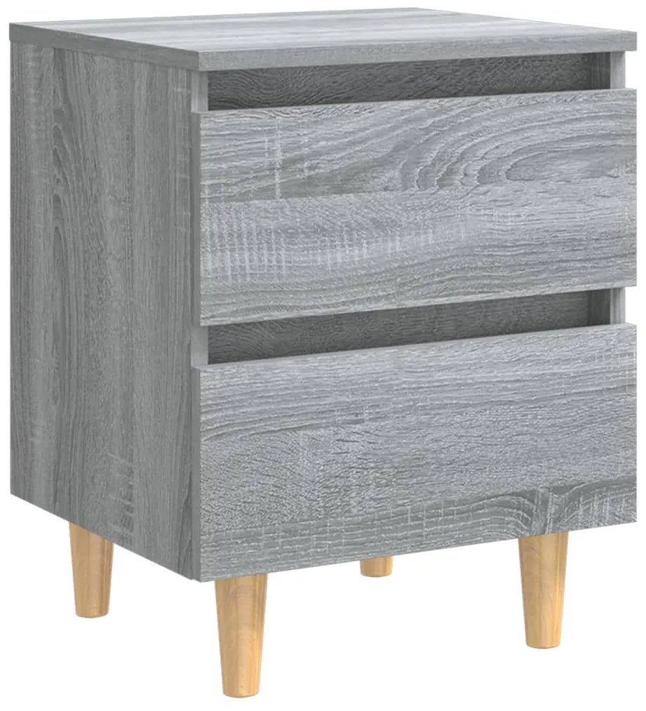 vidaXL Κομοδίνα 2 τεμ. Γκρι Sonoma 40x35x50 εκ. με Μασίφ Ξύλινα Πόδια