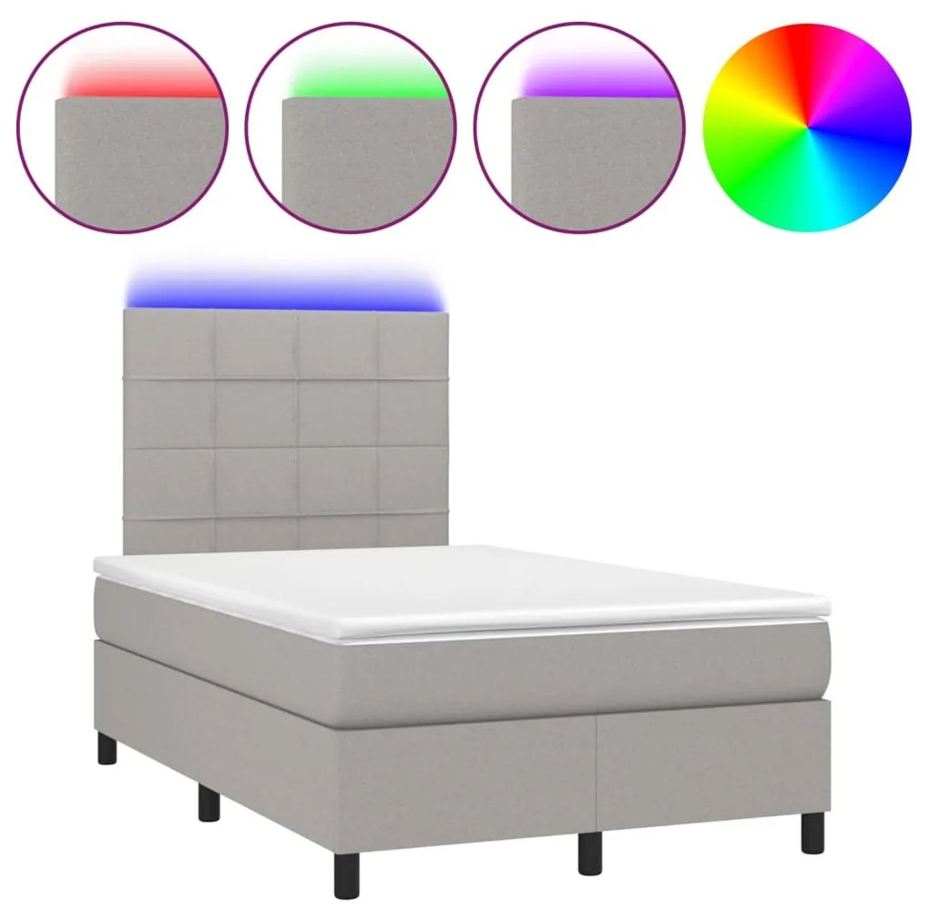 ΚΡΕΒΑΤΙ BOXSPRING ΜΕ ΣΤΡΩΜΑ &amp; LED ΑΝ.ΓΚΡΙ 120X200 ΕΚ ΥΦΑΣΜΑΤΙΝΟ 3134861