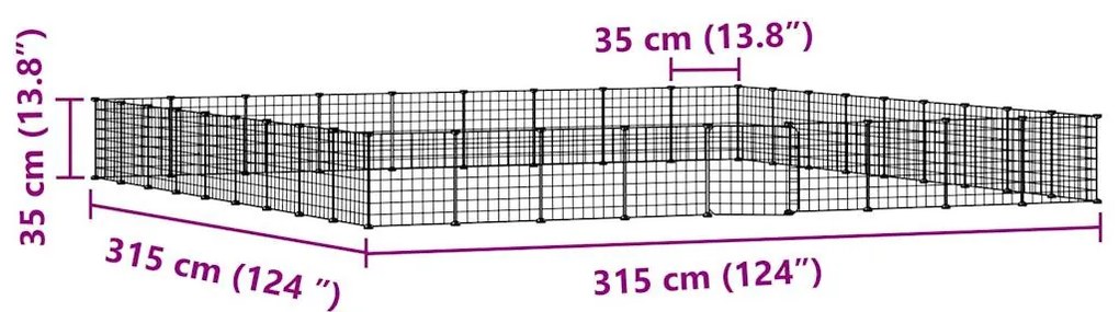 vidaXL Κλουβί Κατοικίδιων με 36 Πάνελ + Πόρτα Μαύρο 35 x 35εκ Ατσάλινο