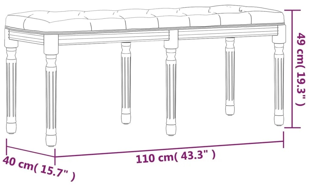 Πάγκος Σκούρο Γκρι 110x40x49 εκ. Υφασμάτινος - Γκρι