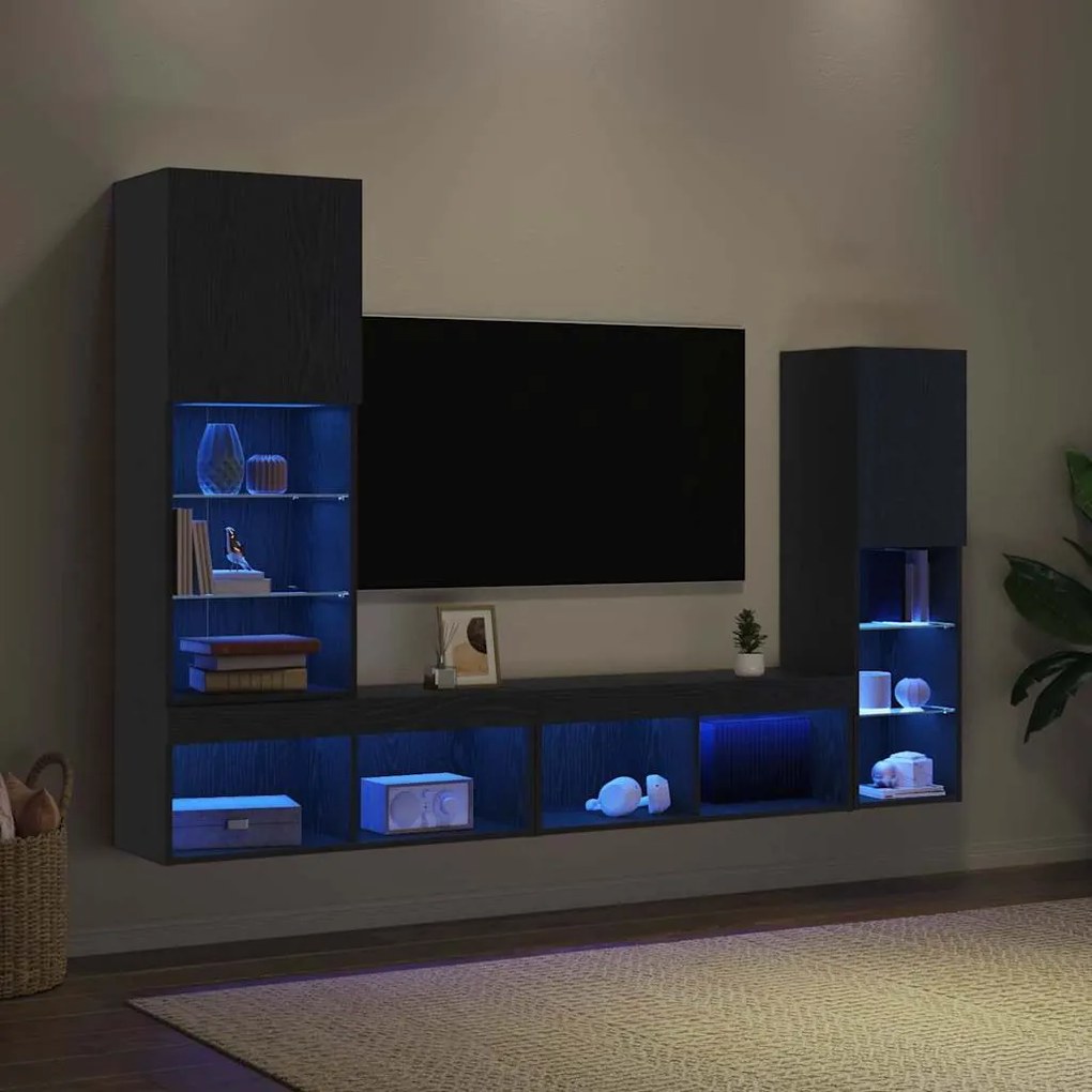 vidaXL Ντουλάπι TV Μαύρη δρυς 40.5 x 30 x 102 εκ. Επεξεργασμένο ξύλο