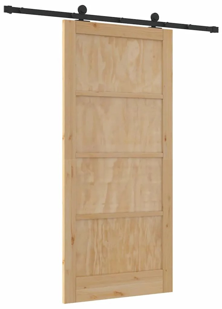 vidaXL Σετ Συρόμενης Πόρτας Φυσικό και μαύρο 93 x 202 cm