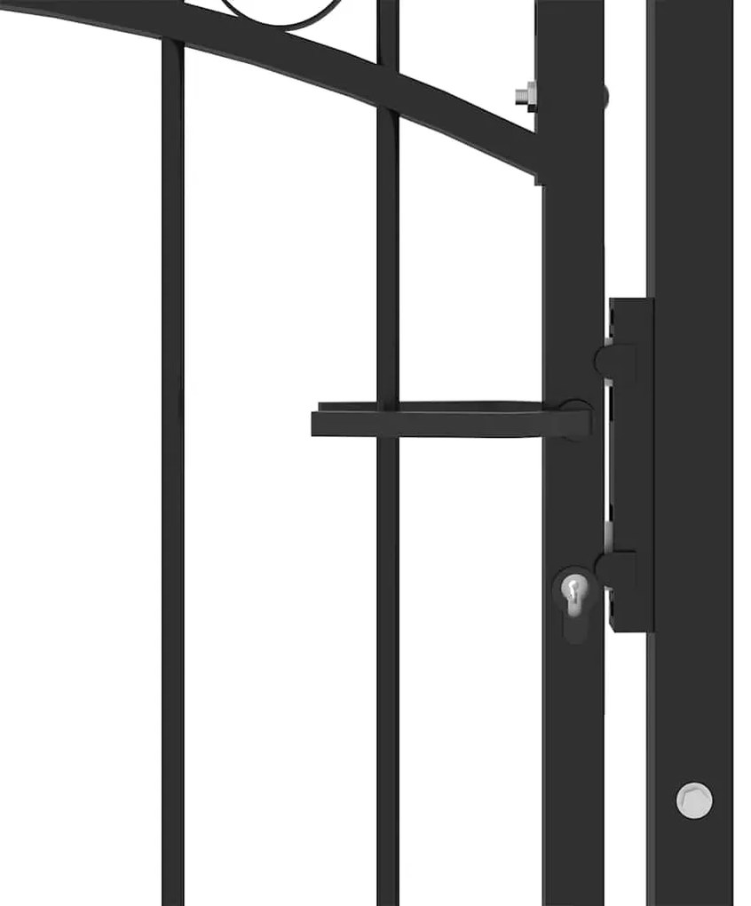 vidaXL Πόρτα Περίφραξης με Ακίδες Μαύρη 100 x 175 εκ. Ατσάλινη