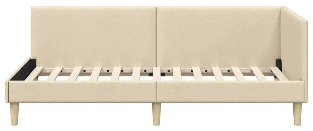 vidaXL Κρεβάτι Γωνίας Κρεμ 90 εκ x 200 εκ Ύφασμα και Κόντρα Πλακέ