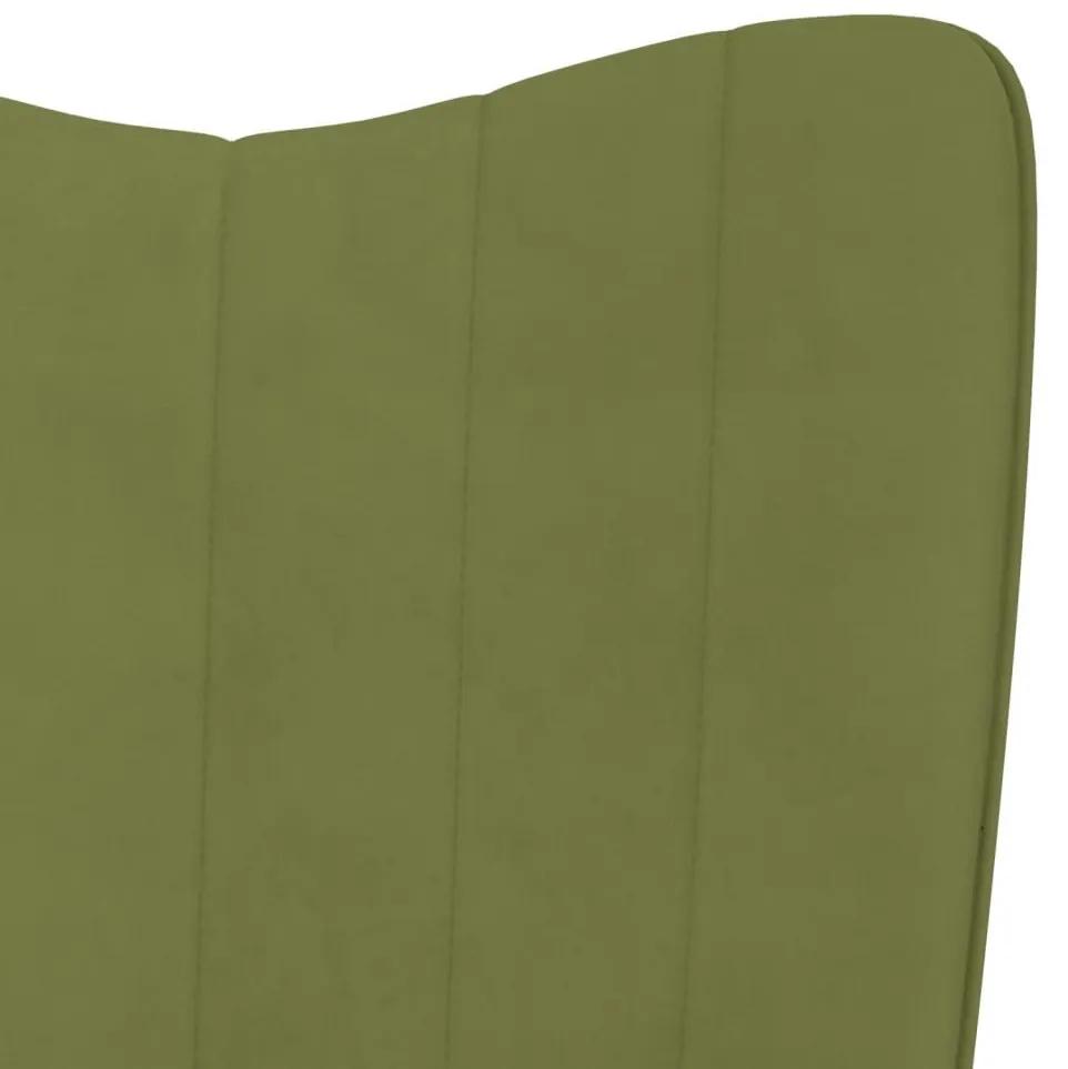 Κουνιστή Πολυθρόνα Ανοιχτό Πράσινο Βελούδινη με Σκαμπό - Πράσινο