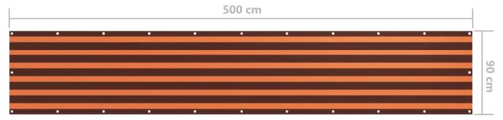 vidaXL Διαχωριστικό Βεράντας Πορτοκαλί/Καφέ 90 x 500 εκ. Ύφασμα Oxford