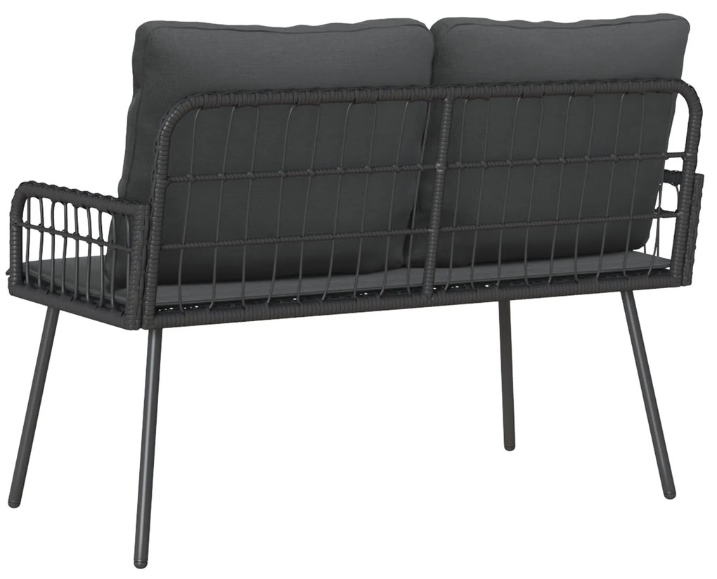 vidaXL Μπαλκονάκι Παγκάκι Μαύρο 114x64x78 εκ, Πολυ Ρατάν