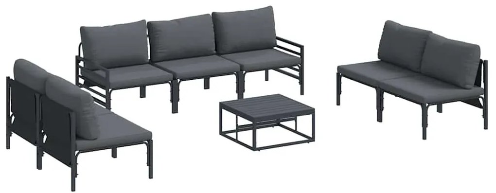 vidaXL Σετ Καναπέ Κήπου 8 pcs Ανθρακί Ατσάλι