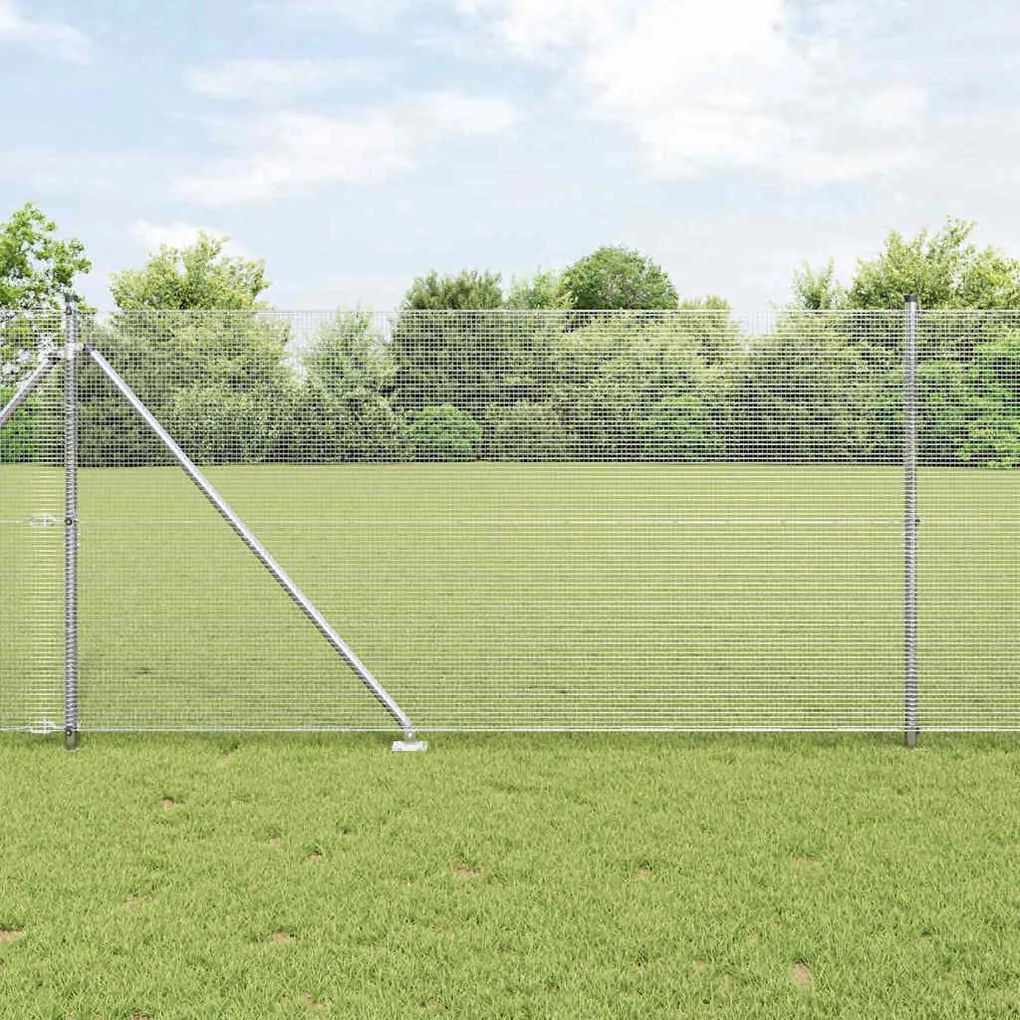 vidaXL Φράχτης με Στήλες. Ασημί 1.2 x 10 m Ατσάλι