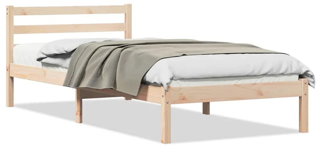 vidaXL Κρεβάτι με κεφαλάρι Καφέ 210 x 80 εκ Μασίφ ξύλο πεύκου
