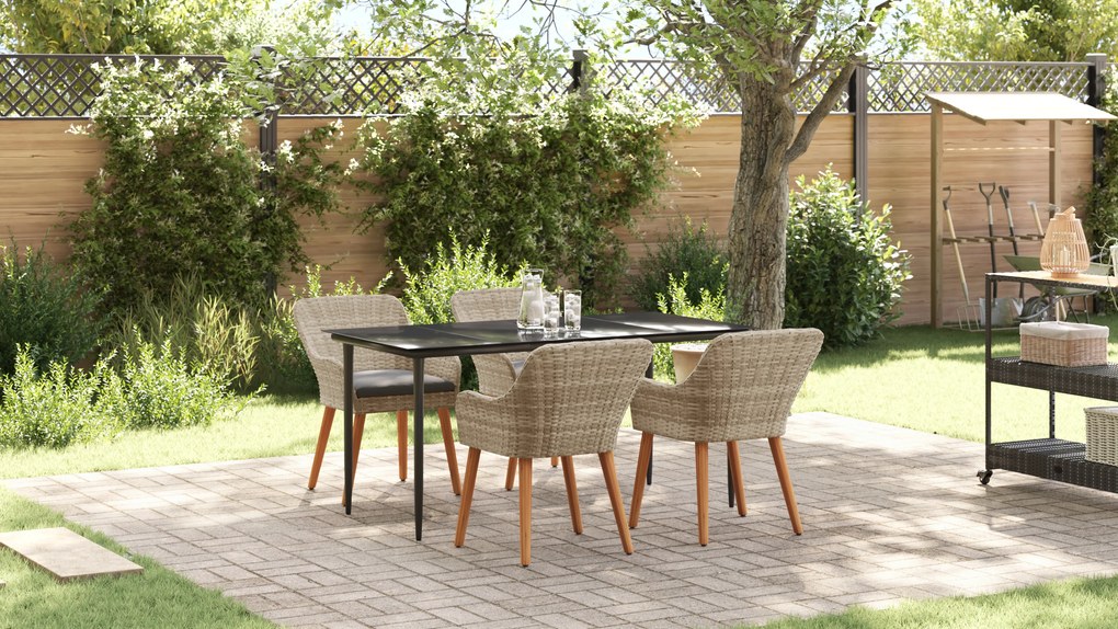vidaXL Σετ τραπεζαρίας 5 pcs Ανοιχτό γκρι και Μαύρο Large