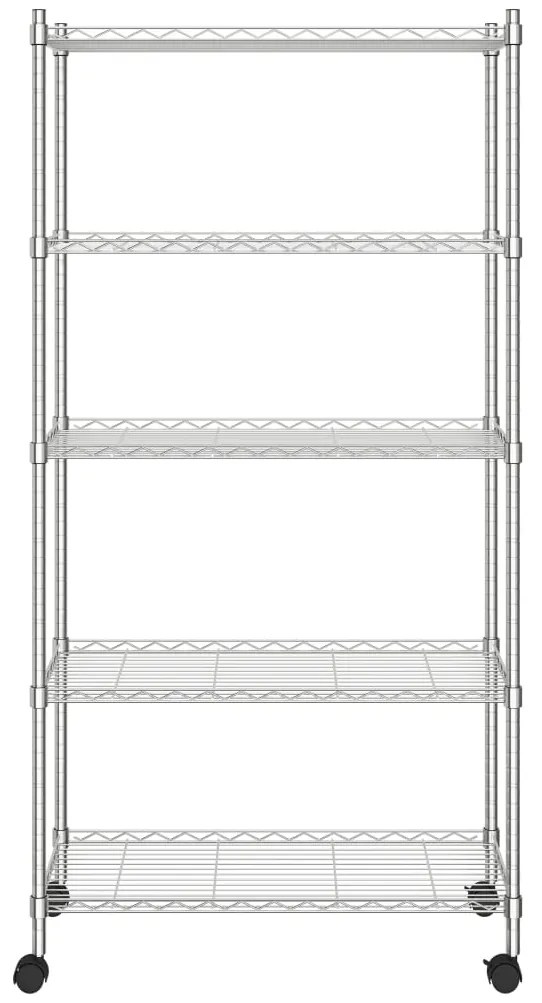 vidaXL Ραφιέρα 5 Επιπέδων με Τροχούς Χρωμέ 75x35x155 εκ. 250 κ.