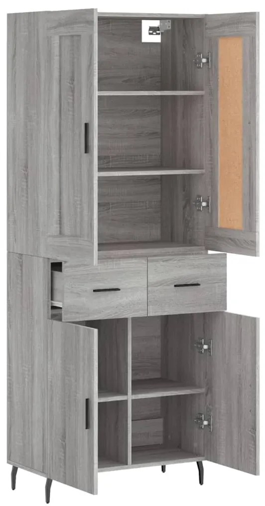 vidaXL Ντουλάπι Γκρι Sonoma 69,5 x 34 x 180 εκ. Επεξεργασμένο Ξύλο