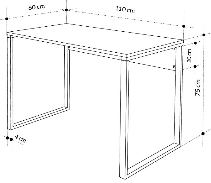 Γραφείο εργασίας Inna Megapap χρώμα γκρι ρετρό - silky black 110x60x75εκ. - GP037-0241,1